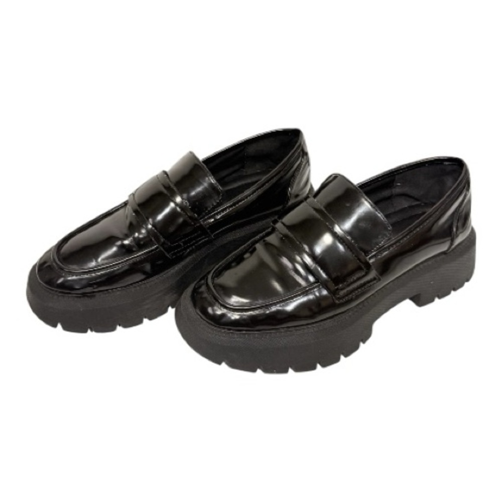 ZARA Black Patent Chunky Lug Sole Platform Loafers - Size 37 (US 6.5)